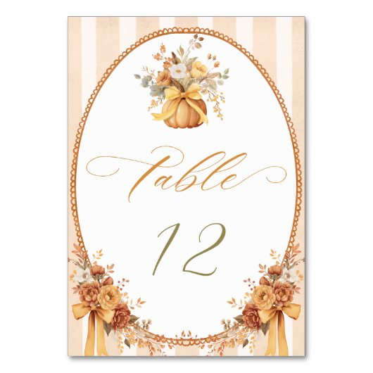 Numéro De Table Mariage Citrouille automne (Dos)