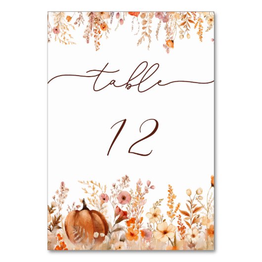 Numéro De Table Mariage Citrouille Boho Fall (Par défaut)
