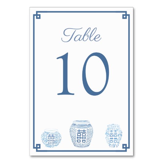 Numéro De Table Mariage classique bleu blanc aquarelle Ginger Jar (Dos)