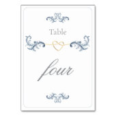 Numéro De Table Mariage Classique Bleu Poussiéreux Or (Par défaut)