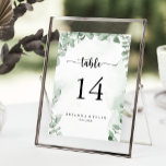 Numéro De Table Mariage classique de feuillage vert Eucalyptus<br><div class="desc">Ce numéro de table mariage de feuillage vert classique est parfait pour un mariage rustique. Le design présente de beaux feuilles d'eucalyptus vert aquarelle. Il s'agit d'un numéro de table recto-verso. Ajoutez chaque numéro de table dont vous avez besoin à votre panier individuellement.</div>