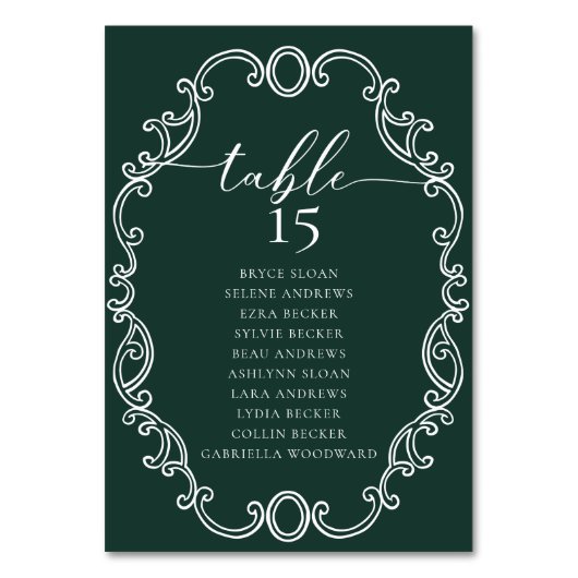 Numéro de table Mariage classique de script simple (Dos)