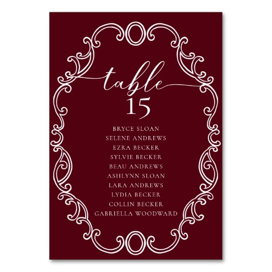 Numéro de table Mariage classique de script simple (Dos)