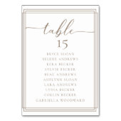 Numéro de table Mariage classique de script simple (Dos)