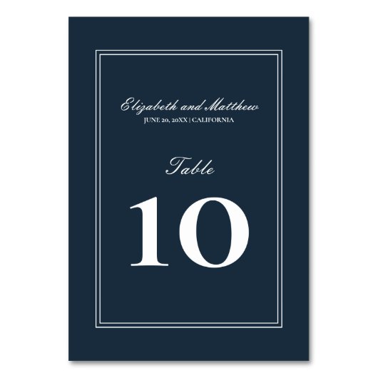 Numéro De Table Mariage classique et simple et élégant (Dos)