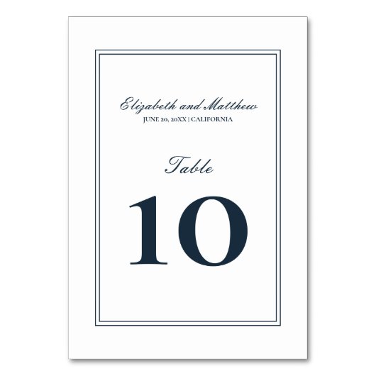 Numéro De Table Mariage classique et simple et élégant (Dos)
