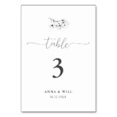 Numéro De Table Mariage classique Magnolia Noir Blanc Élégant (Dos)