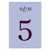 Numéro De Table Mariage Classique Monogramme Esperluette Pervenche (Dos)