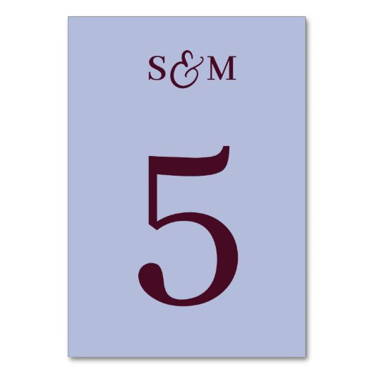 Numéro De Table Mariage Classique Monogramme Esperluette Pervenche (Par défaut)