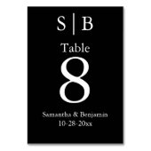 Numéro De Table Mariage Classique Monogramme Noir (Dos)