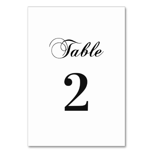 Numéro De Table Mariage classique noir et blanc. Élégant simple (Dos)
