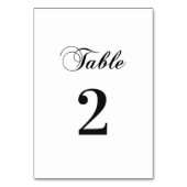 Numéro De Table Mariage classique noir et blanc. Simple élégant (Dos)