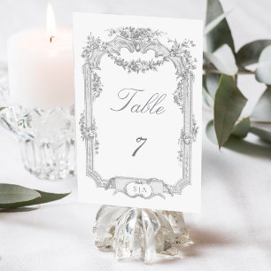 Numéro De Table Mariage Classique Orné de Guirlande de Roses Franç