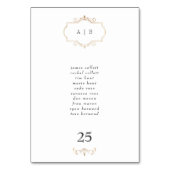 Numéro De Table mariage classique romantique à monogramme en or (Dos)