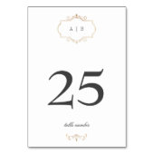 Numéro De Table mariage classique romantique à monogramme en or (Par défaut)