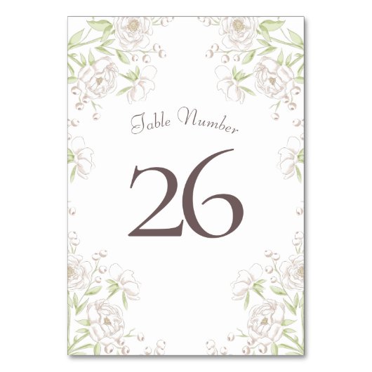 Numéro De Table Mariage Classique Rose Blanche (Dos)