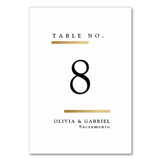 Numéro De Table Mariage classique simple noir et blanc (Dos)