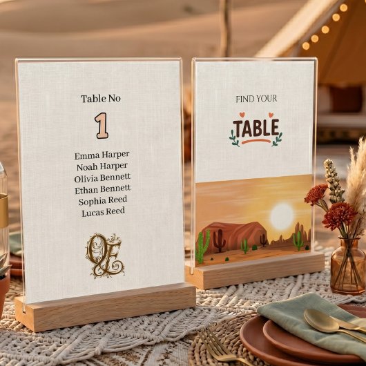 Numéro De Table Mariage classique Terracotta Desert Boho Viral Sty