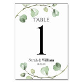 Numéro De Table Mariage classique vert Eucalyptus (Dos)