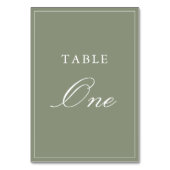 Numéro De Table Mariage Classique Vert Poussiéreux Script (Par défaut)