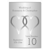 Numéro de table mariage Coeurs d'argent (Dos)