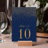 Numéro De Table Mariage Confetti en or bleu marine et glam