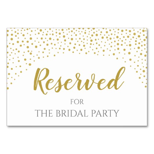 Numéro De Table Mariage Confetti Or Elégant Réservé (Dos)