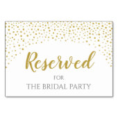 Numéro De Table Mariage Confetti Or Elégant Réservé (Devant)