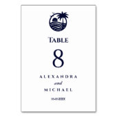 Numéro De Table Mariage côtier de palmier blanc de la Marine (Par défaut)