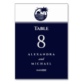 Numéro De Table Mariage côtier de palmier blanc de la Marine (Par défaut)