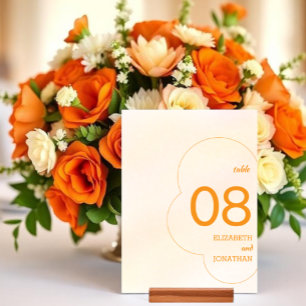 Numéro De Table Mariage Coucher de Soleil Orange