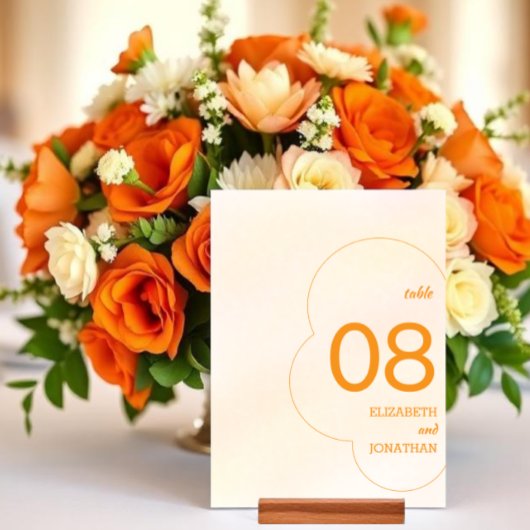 Numéro De Table Mariage Coucher de Soleil Orange