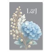 Numéro De Table Mariage couleur bleu d'aquarelle romantique Pearl  (Dos)