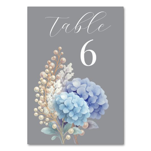 Numéro De Table Mariage couleur bleu d'aquarelle romantique Pearl  (Par défaut)