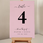 Numéro de table mariage Couleur rose simple