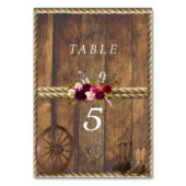 Numéro De Table Mariage Country Western Roses Rouges Roses Roses W (Dos)