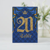 Numéro de Table Mariage Couronne Dorée Bleu Royal  (Debout devant)
