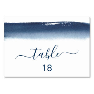 Numéro De Table Mariage Créatif à Coup de Pinceau Aquarelle Bleu M