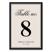 Numéro De Table Mariage Crème Noir Élégant Intemporel (Par défaut)