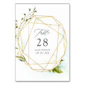 Numéro De Table Mariage Cristal Géométrique à l'Aquarelle (Dos)