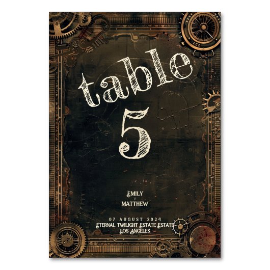 Numéro De Table Mariage d'affaires Steampunk Noir (Par défaut)