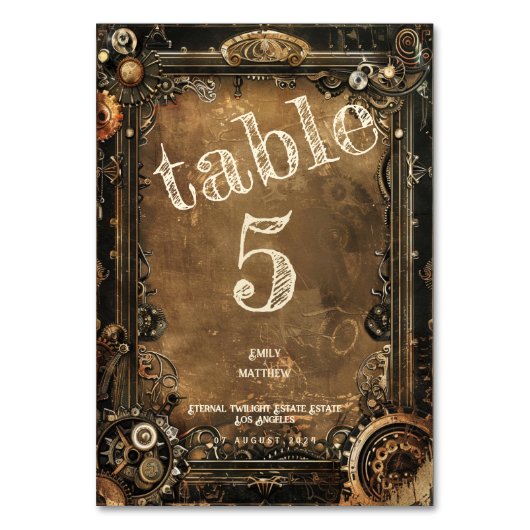 Numéro De Table Mariage d'affaires Steampunk Noir (Par défaut)