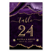 Numéro De Table Mariage d'agate de Parties scintillant de violet e (Dos)