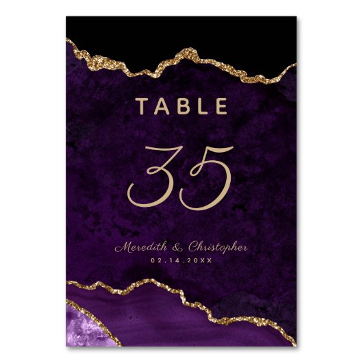 Numéro De Table Mariage d'âge violet or (Dos)