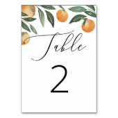 Numéro De Table Mariage d'agrumes aquarelle. Orange floral d'été (Dos)