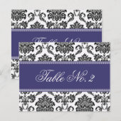 Numéro de table Mariage damassé bleue (Devant / Derrière)