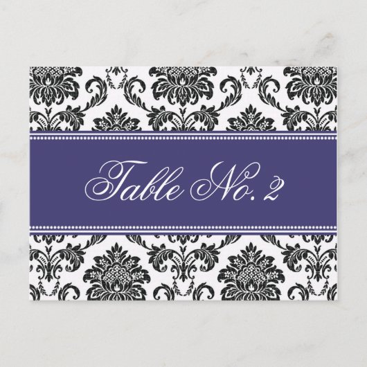Numéro de table Mariage damassé bleue (Devant)