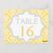 Numéro de table mariage damassé jaune citron, gris (Dos)