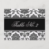 Numéro de table Mariage damassé noir et blanc (Dos)
