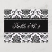 Numéro de table Mariage damassé noir et blanc (Devant)
